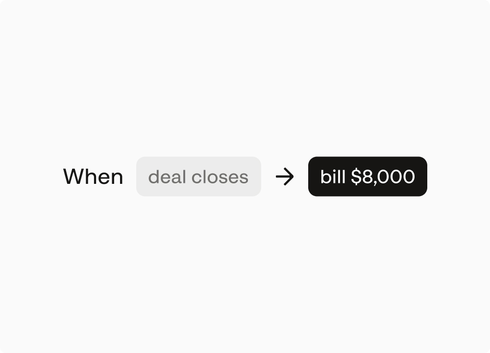 Billing rule triggering an $8,000 bill when a deal closes