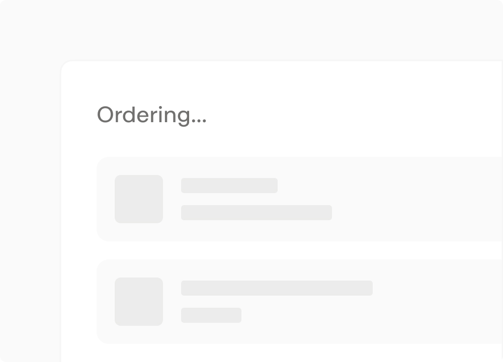 Checkout flow completing an order with a saved card