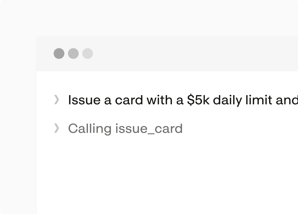 Terminal command issuing a card with a $5k daily limit by calling issue_card