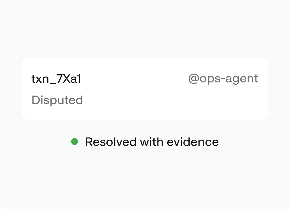 Disputed transaction resolved with evidence backed by the ledger