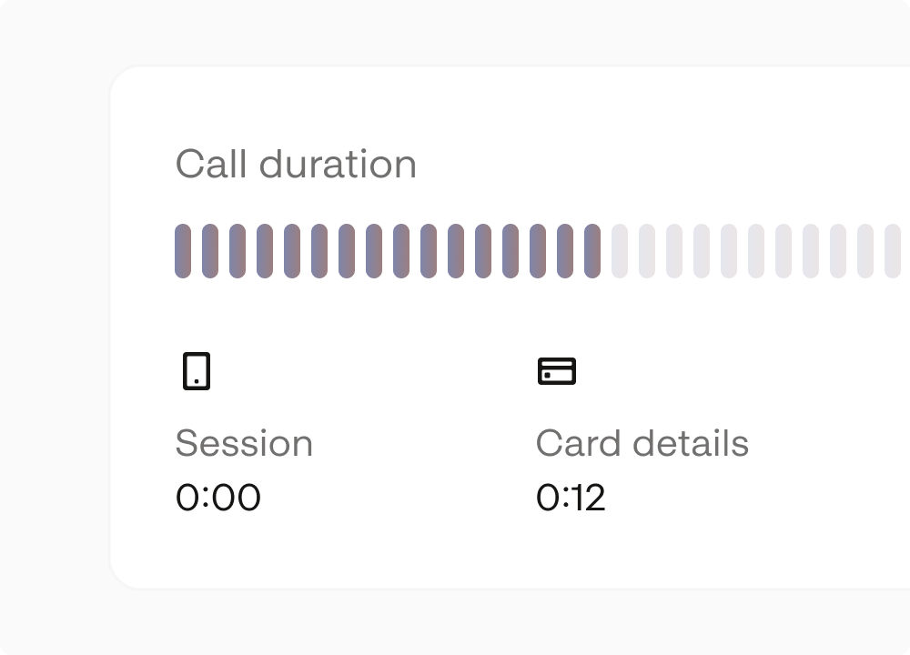 Live call timeline capturing card details during a session